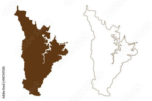 Hornsby Shire (Commonwealth of Australia, New South Wales, NSW) map vector illustration, scribble sketch Hornsby map photo