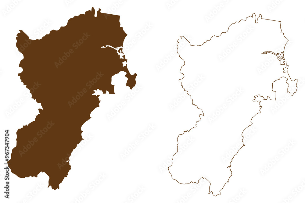 Obraz premium City of Shoalhaven (Commonwealth of Australia, New South Wales, NSW) map vector illustration, scribble sketch Shoalhaven map