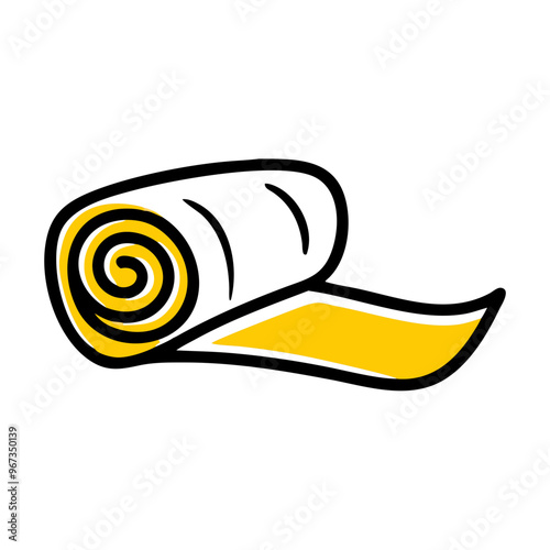 Yellow yoga mat icon, flat design, minimalism, wellness concept