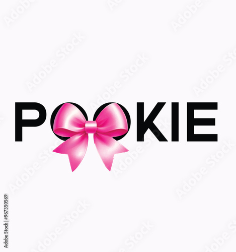 cute pookie typography  with pink ribbon