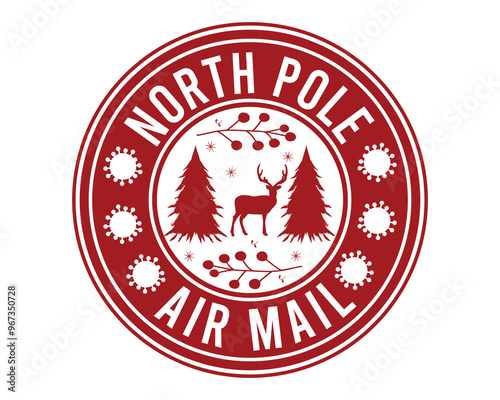North Pole Air Mail Christmas T- Shirt Design