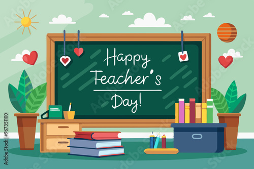 Happy Teacher's day. World Teacher's Day Greeting Card, Background, Poster, Banner, World Teacher's Day concept. Vector illustration.