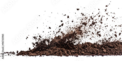 falling soil earth isolated on white or transparent png