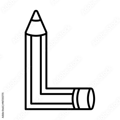 L letter pencil font, linear font.