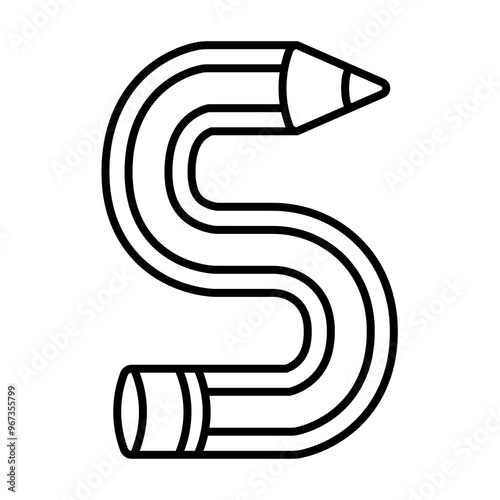 S letter pencil font, linear font.