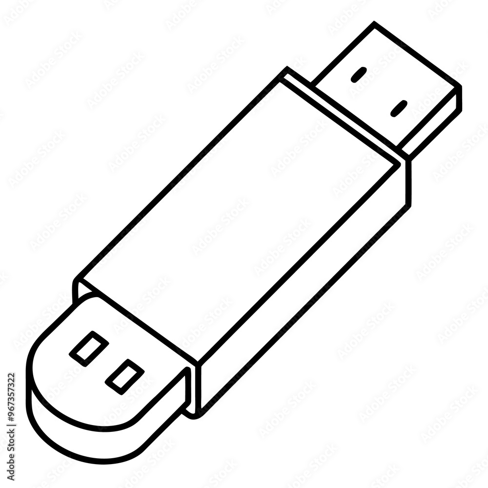 USB drive outline coloring book page line art illustration digital drawing USB drive outline coloring book page line art illustration digital drawing