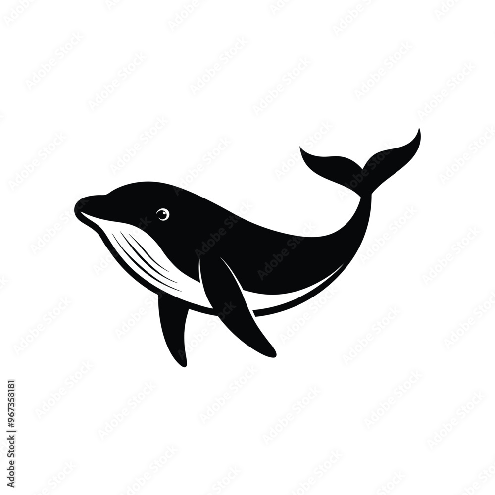 A silhouette of a Blue Whale Vector Illustration. A silhouette of a Blue Whale Vector Illustration.