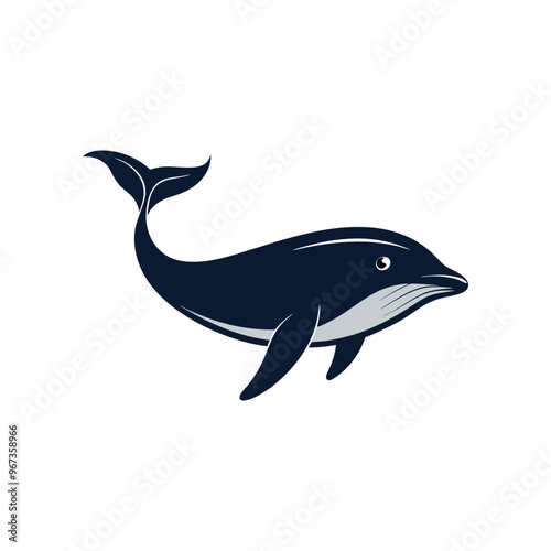 A silhouette of a Blue Whale Vector Illustration.