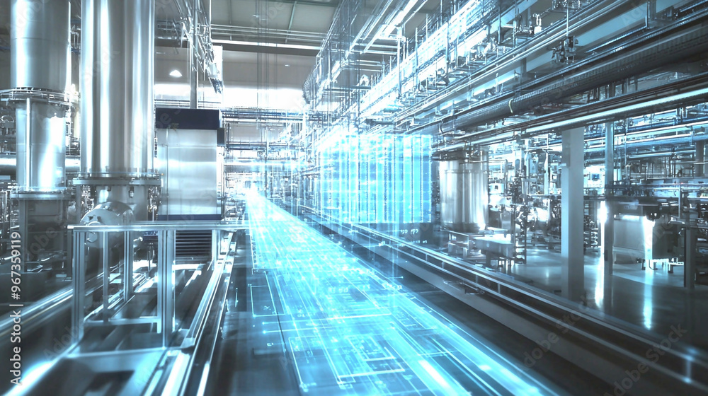 Obraz premium The Future of High-Tech Manufacturing Plants with Advanced Automation Robots