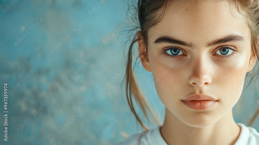 Focused Sport Girl Portrait – Minimalist Aesthetic, Clear Skin, Subtle Shadows Focused Sport Girl Portrait – Minimalist Aesthetic, Clear Skin, Subtle Shadows