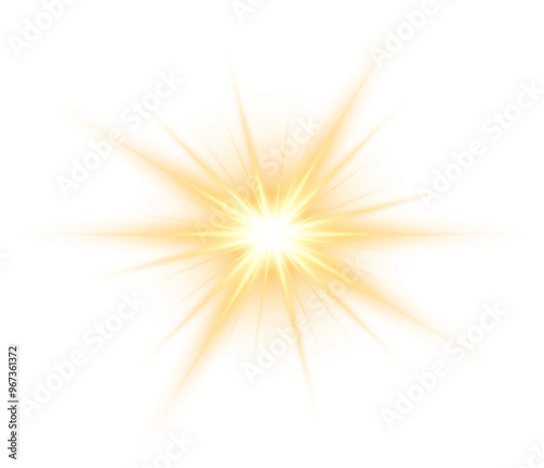 Gold star sparkle illustration. Decoration light design element.