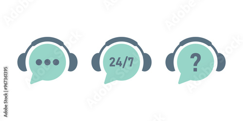 call centre icon vector collection set