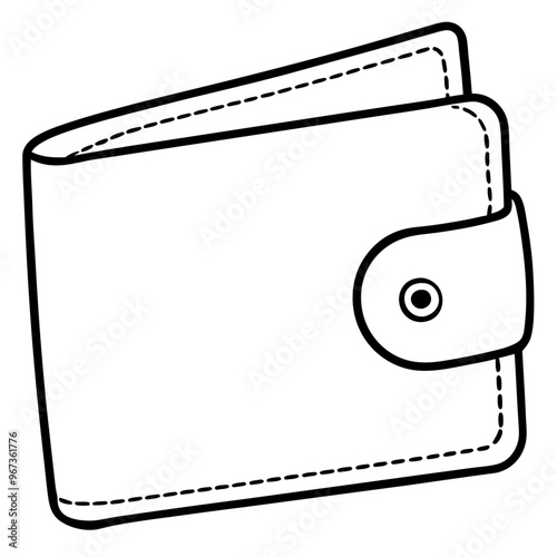 wallet outline coloring book page line art illustration digital drawing