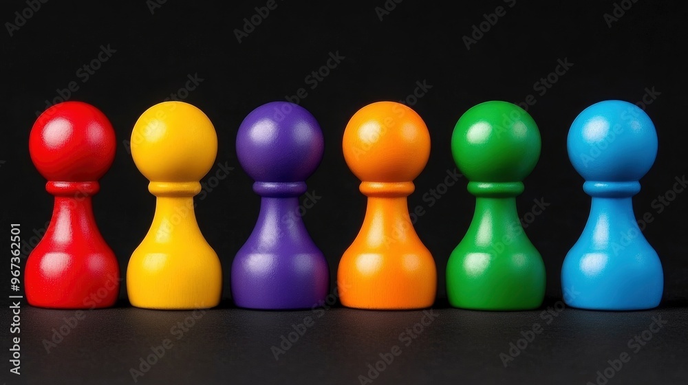 Colorful Game Pieces in a Row Colorful Game Pieces in a Row