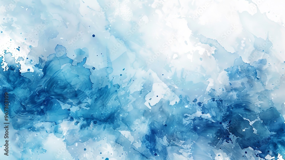 Fototapeta premium Winter love blue grunge watercolor background