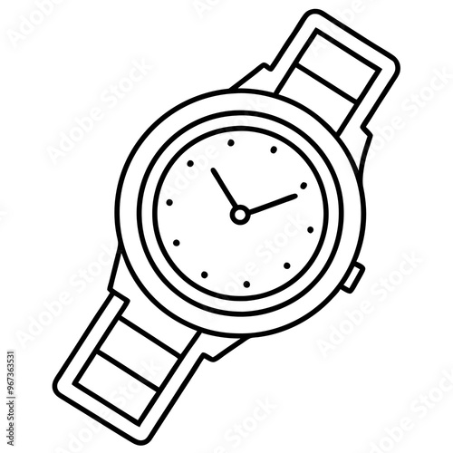 watch outline coloring book page line art illustration digital drawing