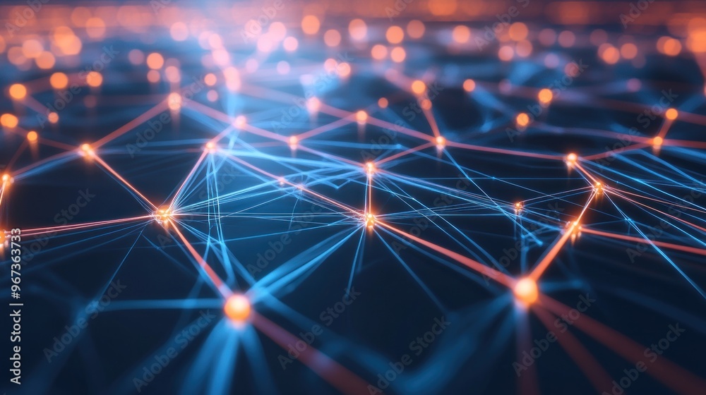 Obraz premium Abstract Network Connection with Glowing Nodes