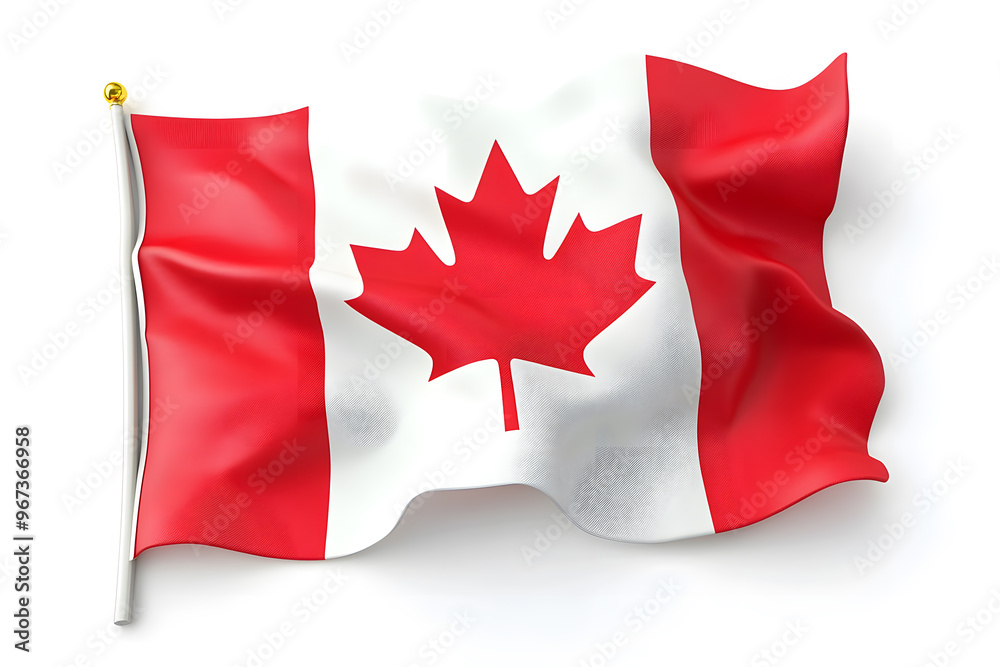 Wavy flag of Canada, isolated on white background Wavy flag of Canada, isolated on white background