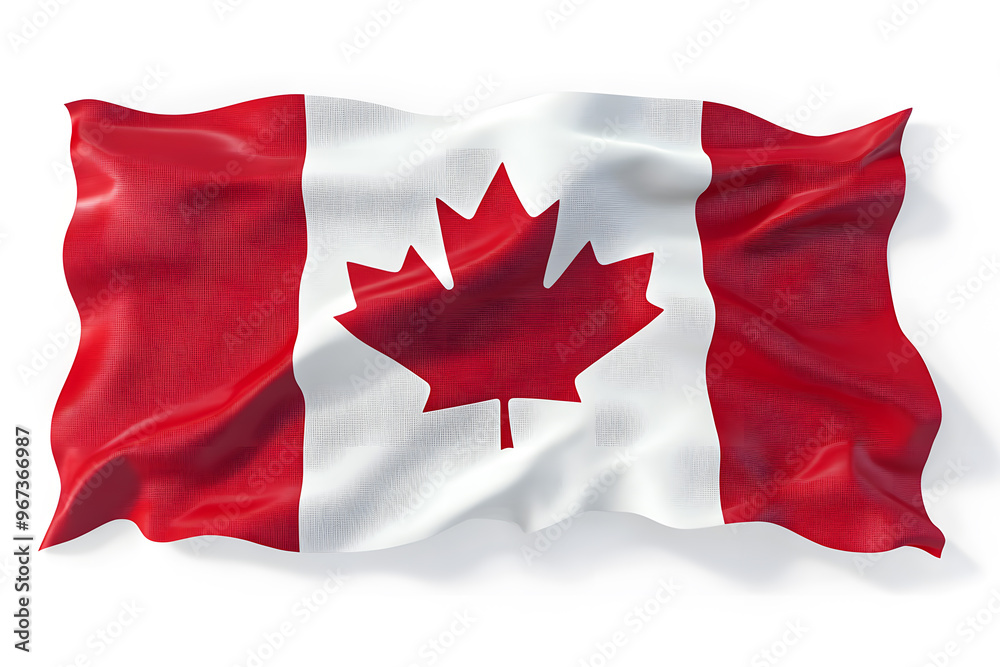 Wavy flag of Canada, isolated on white background Wavy flag of Canada, isolated on white background