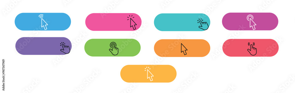 Click Blank Button with pointer clicking. Web button set. Clicking the ...