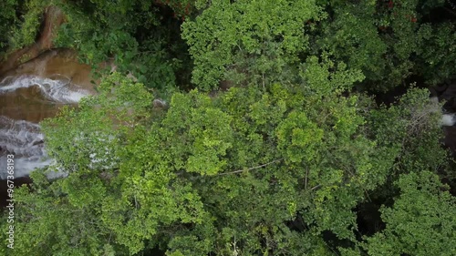 Overhead aerial shot of La Coromoto waterfall, located deep in the mountains of Barinas, Venezuela photo