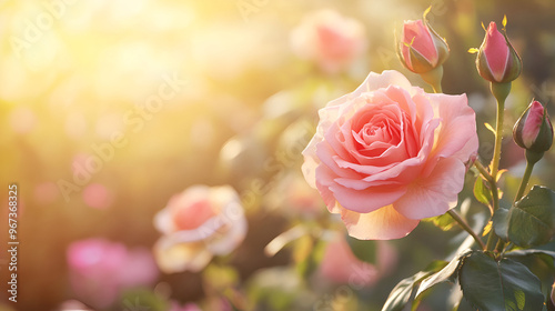 Beautiful pink rose colorful vivid tropical nature background , picture of pink roses in a public park, spring time , Beautiful pink roses in the garden
