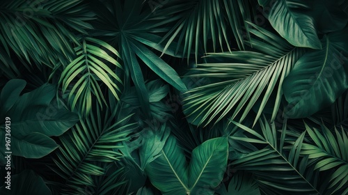 Wallpaper Mural Tropical Green Leaves Background Torontodigital.ca