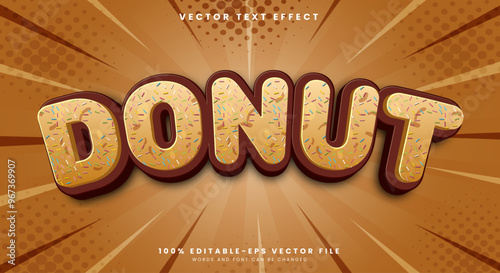 Donut sweet editable text effect with dessert and cake text style