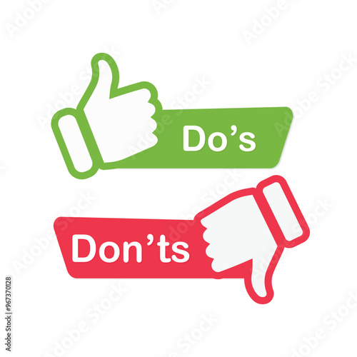 Do and Don't icons. Like and dislike symbols.Thumb up and thumb down icon. Vector illustration.