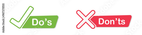 Do and Don't icons. Like and dislike symbols.Thumb up and thumb down icon. Vector illustration.
