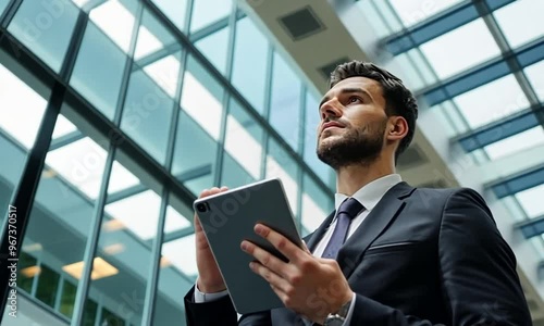 Businessman with a tablet in a modern office