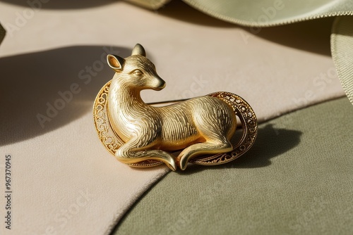 A beautifully crafted vintage-inspired brooch pin featuring a figural nature animal design,  photo