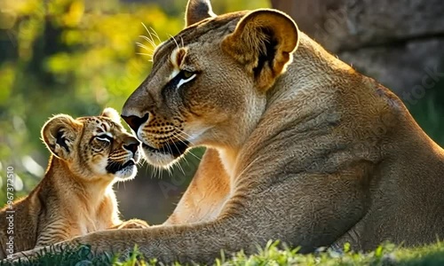 lioness family in the wild