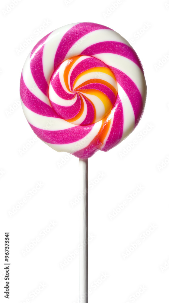 Red and white striped lollipop on stick isolated on white background Red and white striped lollipop on stick isolated on white background