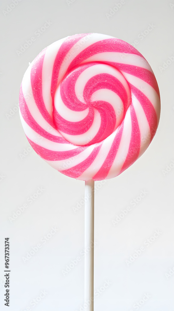 Red and white striped lollipop on stick isolated on white background Red and white striped lollipop on stick isolated on white background