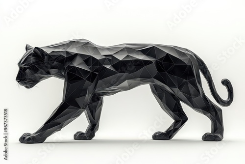 sleek geometric panther design in bold monochrome sharp angles and smooth curves create dynamic modern aesthetic stylized feline form exudes power and elegance