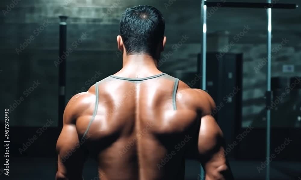 Muscular Man Posing in Gym Muscular Man Posing in Gym