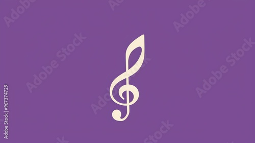 A treble clef on a purple background.