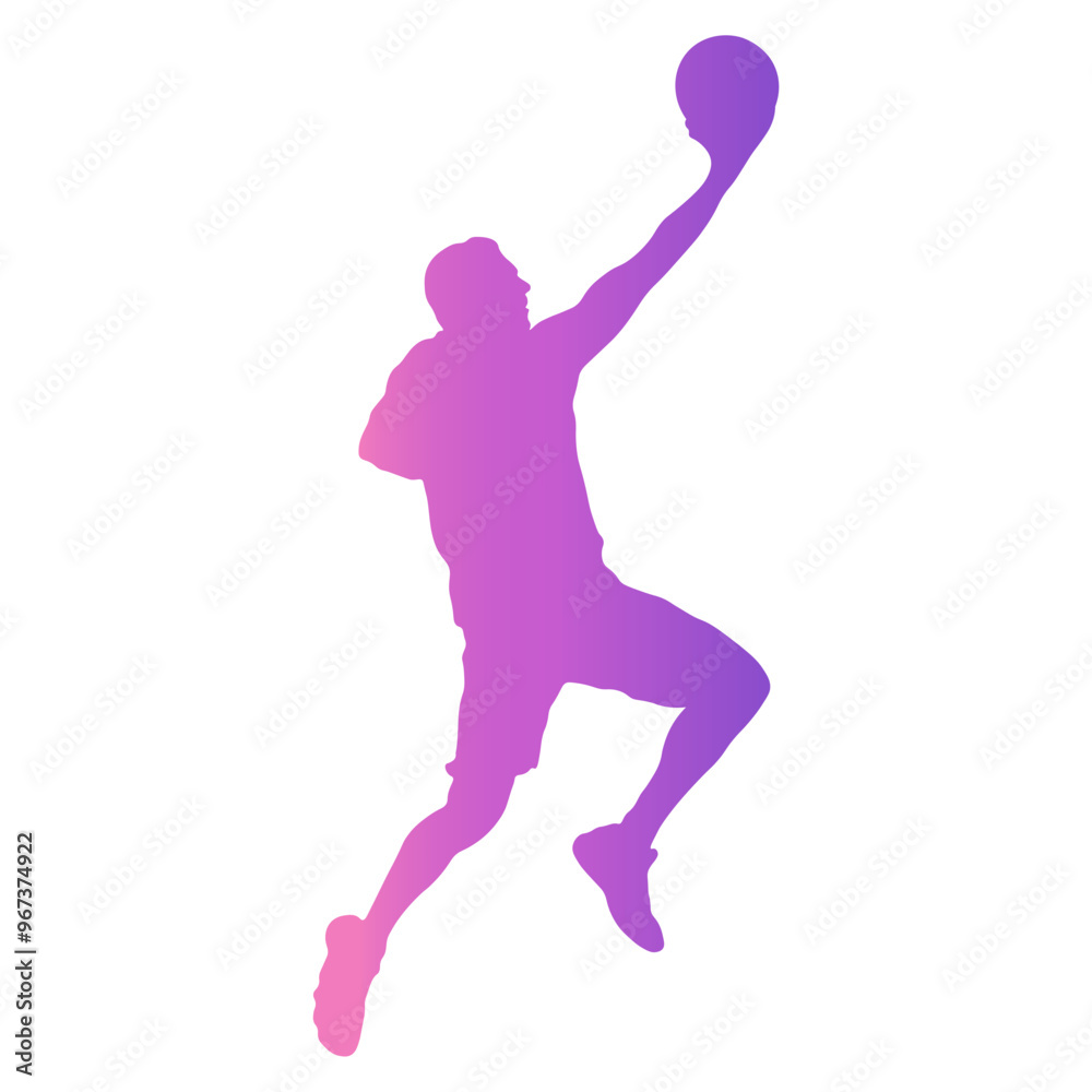 Basketball Player Silhouette with Colorful Design. Isolated Flat Vector Illustration Basketball Player Silhouette with Colorful Design. Isolated Flat Vector Illustration