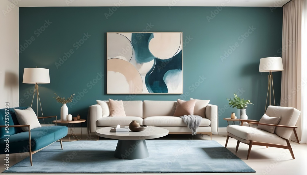 Interior living room with white sofa . 3D rendering. Interior living room with white sofa . 3D rendering.