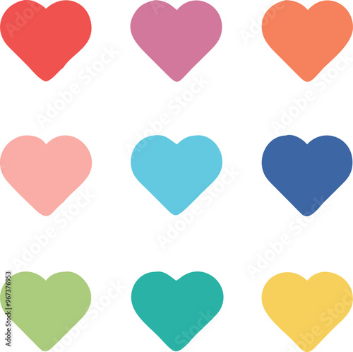 Heart Love Icon Emoji Set differennt Color Vector Collection Sign photo