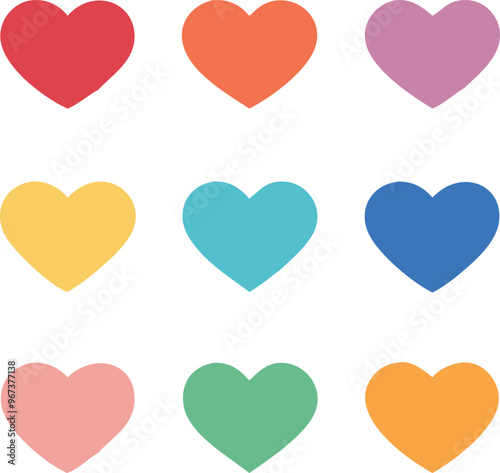 Heart Love Icon Emoji Set differennt Color Vector Collection Sign photo