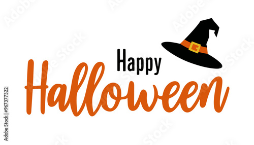 Minimal Happy Halloween handwritten typography card, poster, banner, background. Vector Illustration