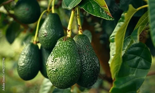 Avocado Tree With Ripe Fruits
