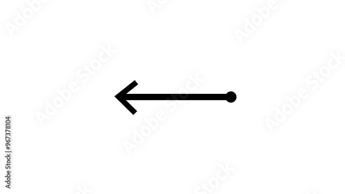 Black Arrow Appearing from Circle Moving Right to Left on White Background Animation