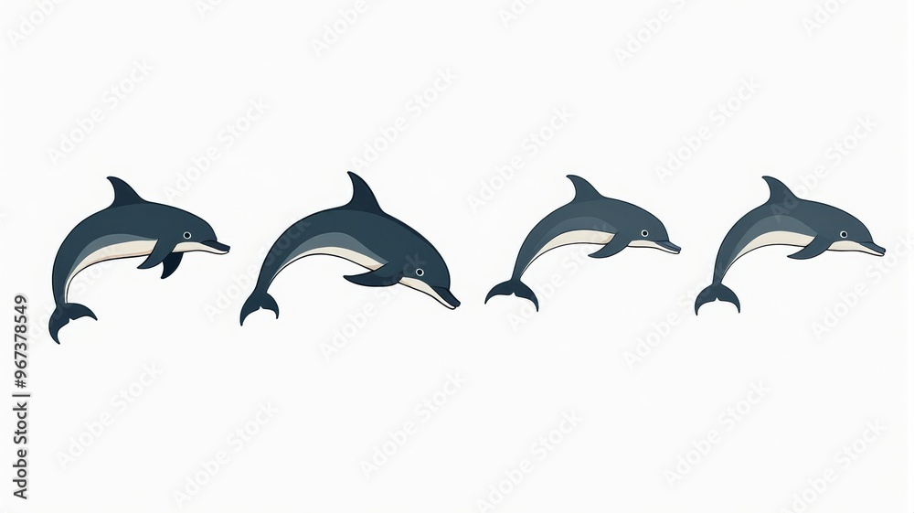 Fototapeta Illustrative Dolphins in Motion - Playful Marine Life Graphics