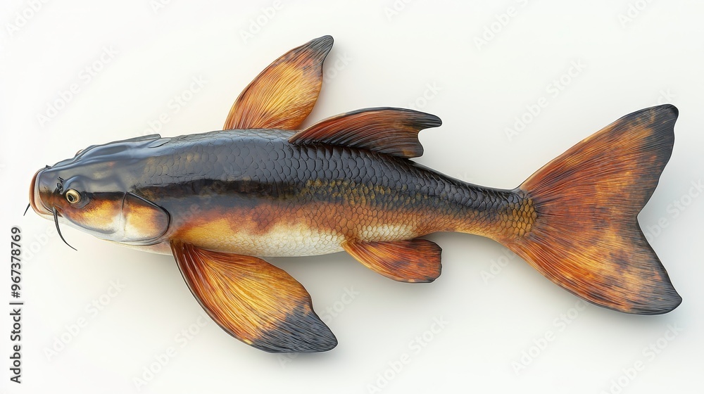 Obraz premium Catfish clipart, element, 3D illustration, realistic, isolated on white background