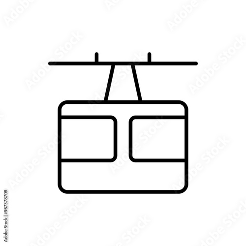 Cable car outline icons, minimalist vector illustration ,simple transparent graphic element .Isolated on white background