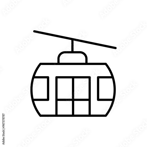Cable car outline icons, minimalist vector illustration ,simple transparent graphic element .Isolated on white background