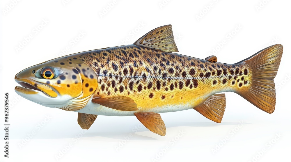 Trout clipart, element, 3D illustration, realistic, isolated on white background Trout clipart, element, 3D illustration, realistic, isolated on white background